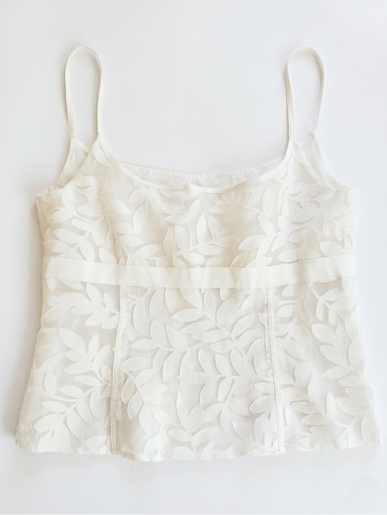 Magaschoni Tops - Vintage Magaschoni Ivory Lace Sleeveless Top Size 8 Beaded